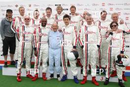 BSM celebrity drivers with Sir Stirling Moss and the BSM girls