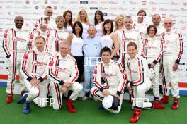 BSM celebrity drivers with Sir Stirling Moss and the BSM girls