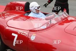 Stirling Moss makes racing comeback in his OSCA at the Silverstone Classic, he retired due to gearbox problems whilst leading his class