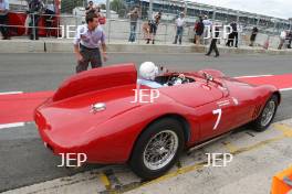 Stirling Moss makes racing comeback in his OSCA at the Silverstone Classic, he retired due to gearbox problems whilst leading his class