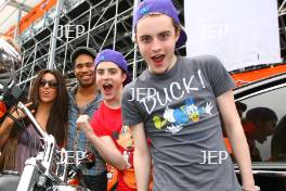 Jedward arrive at the Silverstone Classic