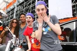 Jedward arrive at the Silverstone Classic