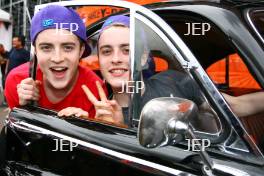 Jedward arrive at the Silverstone Classic