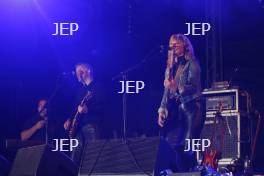 Suzi Quatro on stage at the Silverstone Classic