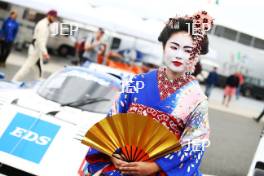 Silverstone Classic  28-30 July 2017  At the Home of British Motorsport  General A Geisha girl with the Sauber Mercedes C292 Free for editorial use only Photo credit – JEP