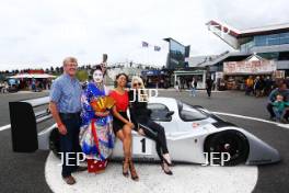 Silverstone Classic  28-30 July 2017  At the Home of British Motorsport  General A Geisha girl with the Sauber Mercedes C292 Free for editorial use only Photo credit – JEP