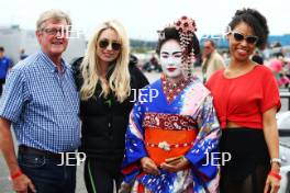 Silverstone Classic  28-30 July 2017  At the Home of British Motorsport  General A Geisha girl with the Sauber Mercedes C292 Free for editorial use only Photo credit – JEP