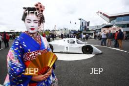 Silverstone Classic  28-30 July 2017  At the Home of British Motorsport  General A Geisha girl with the Sauber Mercedes C292 Free for editorial use only Photo credit – JEP