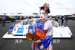 Silverstone Classic  28-30 July 2017  At the Home of British Motorsport  General A Geisha girl with the Sauber Mercedes C292 Free for editorial use only Photo credit – JEP