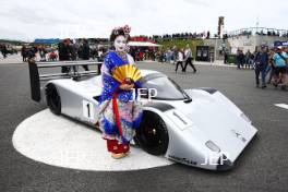 Silverstone Classic  28-30 July 2017  At the Home of British Motorsport  General A Geisha girl with the Sauber Mercedes C292 Free for editorial use only Photo credit – JEP