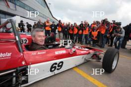 Silverstone Classic Media Day 2017, Silverstone Circuit, Northants, England. 23rd March 2017. Tiff Needell with his Formula Ford. Copyright Free for editorial use.