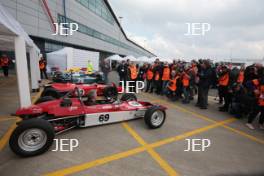 Silverstone Classic Media Day 2017, Silverstone Circuit, Northants, England. 23rd March 2017. Tiff Needell with his Formula Ford. Copyright Free for editorial use.