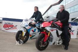 Silverstone Classic Media Day 2017, Silverstone Circuit, Northants, England. 23rd March 2017. Freddie Spencer and Wayne Gardner. Copyright Free for editorial use.