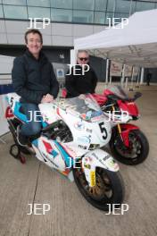 Silverstone Classic Media Day 2017, Silverstone Circuit, Northants, England. 23rd March 2017. Freddie Spencer and Wayne Gardner. Copyright Free for editorial use.