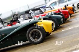 Silverstone Classic Media Day 2017, Silverstone Circuit, Northants, England. 23rd March 2017. Caterhams. Copyright Free for editorial use.