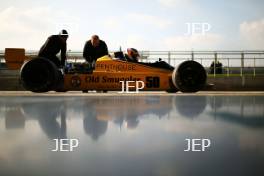 Silverstone Classic Media Day 2017, Silverstone Circuit, Northants, England. 23rd March 2017. Michael Lyons Williams FW01. Copyright Free for editorial use.