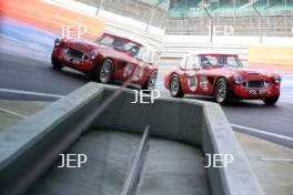 Silverstone Classic Media Day 2017,  Silverstone Circuit, Northants, England. 23rd March 2017. Austin Healey  Copyright Free for editorial use.