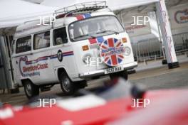 Silverstone Classic Media Day 2017, Silverstone Circuit, Northants, England. 23rd March 2017. Silverstone Classic camper van. Copyright Free for editorial use.