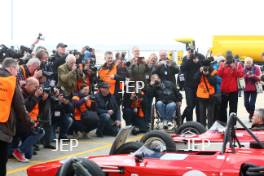 Silverstone Classic Media Day 2017, Silverstone Circuit, Northants, England. 23rd March 2017. Tiff Needell and the media. Copyright Free for editorial use.