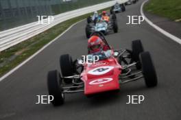 Silverstone Classic Media Day 2017, Silverstone Circuit, Northants, England. 23rd March 2017. Tiff Needell leads the Formula Ford field. Copyright Free for editorial use.