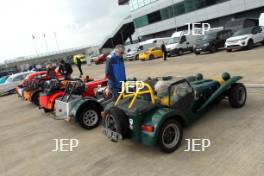 Silverstone Classic Media Day 2017, Silverstone Circuit, Northants, England. 23rd March 2017. Caterhams. Copyright Free for editorial use.