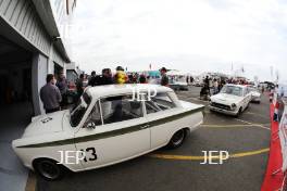 Silverstone Classic  20-22 July 2018 At the Home of British Motorsport 13 Andy Wolfe/Rob Huff, Ford Lotus Cortina Free for editorial use only Photo credit – JEP