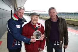 Silverstone Classic (20-21 July 2018) Preview Day,  2 May 2018, At the Home of British Motorsport. Nick Wigley, Murray Walker and Tiff Needell  Free for editorial use only. Photo credit - JEP    