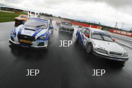 Silverstone Classic (20-21 July 2018) Preview Day,  2 May 2018, At the Home of British Motorsport. BTCC Cars at the Silverstone Classic, Jason Plato, Team BMR Subaru Levorg GT and Rickard Rydell, Volvo  Free for editorial use only. Photo credit - JEP    