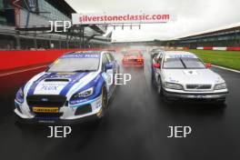 Silverstone Classic (20-21 July 2018) Preview Day,  2 May 2018, At the Home of British Motorsport. BTCC at the Silverstone Classic, Jason Plato, Team BMR Subaru Levorg GT and Rickard Rydell (SWE) Volvo Free for editorial use only. Photo credit - JEP