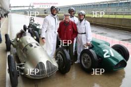 Silverstone Classic (20-21 July 2018) Preview Day,  2 May 2018, At the Home of British Motorsport. Murray Walker (GBR) with Mark Webber, Karun Chandhok and Susie Wolff Free for editorial use only. Photo credit - JEP    