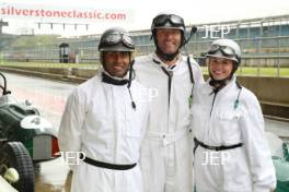 Silverstone Classic (20-21 July 2018) Preview Day,  2 May 2018, At the Home of British Motorsport.  Karun Chandhok, Mark Webber and Susie Wolff Free for editorial use only. Photo credit - JEP    