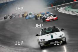 Silverstone Classic 2019 Aston Martin Saftey Car At the Home of British Motorsport. 26-28 July 2019 Free for editorial use only  Photo credit – JEP