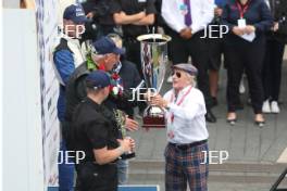 Silverstone Classic 2019 Podium with Sir Jackie Stewart At the Home of British Motorsport. 26-28 July 2019 Free for editorial use only  Photo credit – JEP 