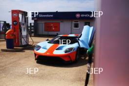 Silverstone Classic 2019 Ford GT at Gulf Fuel Station At the Home of British Motorsport. 26-28 July 2019 Free for editorial use only Photo credit – JEP