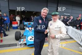 Silverstone Classic 2019 Nick Wigley and Sir Jackie Stewart - 1969 Matra MS80-02 At the Home of British Motorsport. 26-28 July 2019 Free for editorial use only  Photo credit – JEP 