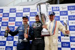 The Classic, Silverstone 2021  Race 1 Podium (l-r) 45 Jamie Constable / Tyrrell 011, 8 Michael Lyons / Ensign N180B, 7 Mike Cantillon / Williams FW07C At the Home of British Motorsport.  30th July – 1st August  Free for editorial use only 