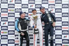 Silverstone Festival, Silverstone 2023 25th-27th August 2023 Free for editorial use only  Podium (l-r) 6 Stuart Wiltshire - Peugeot 90X, 16 Steve Brooks - Peugeot 90X, 007 Christophe Dâ€™Ansembourg - Lola Aston DBR1-2