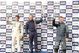 Silverstone Festival, Silverstone 2023 25th-27th August 2023 Free for editorial use only  Podium (l-r) 68 Horatio Fitz-Simon - Lotus 22, 53 Sam Wilson - Cooper T59, 88 Alex Ames - Brabham BT6