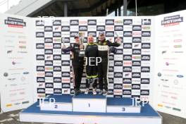 Silverstone Festival, Silverstone 2023 25th-27th August 2023 Free for editorial use only Podium of 23 Paul Whight - Aston Martin Vantage GT2, 8 Craig Wilkins - Lamborghini Huracan Super Trofeo Evo and 8 Jason Mcinulty - Lamborghini Huracan Super Trofeo Evo