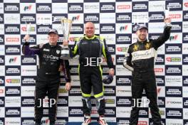 Silverstone Festival, Silverstone 2023 25th-27th August 2023 Free for editorial use only Podium of 23 Paul Whight - Aston Martin Vantage GT2, 8 Craig Wilkins - Lamborghini Huracan Super Trofeo Evo and 8 Jason Mcinulty - Lamborghini Huracan Super Trofeo Evo