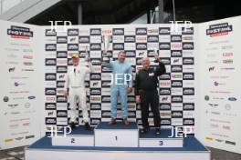 Silverstone Festival, Silverstone 2023 25th-27th August 2023 Free for editorial use only Podium (l-r) 34 John Spiers - Maserati 250F, 34 John Spiers - Maserati 250F, 2 Rod Jolley - Lister Jaguar Monza GP