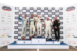 Silverstone Festival, Silverstone 2024. 23rd-25th August 2024 Free for editorial use only Podium (l-r) 59 Richard Cook - Shelby AC Cobra, 68 Gregor Fisken - Chris Ward - AC Cobra , 23 Gary Pearson - John Pearson - Jaguar E-type, 